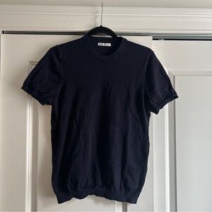 Zara Men's Navy Knit T-Shirt
